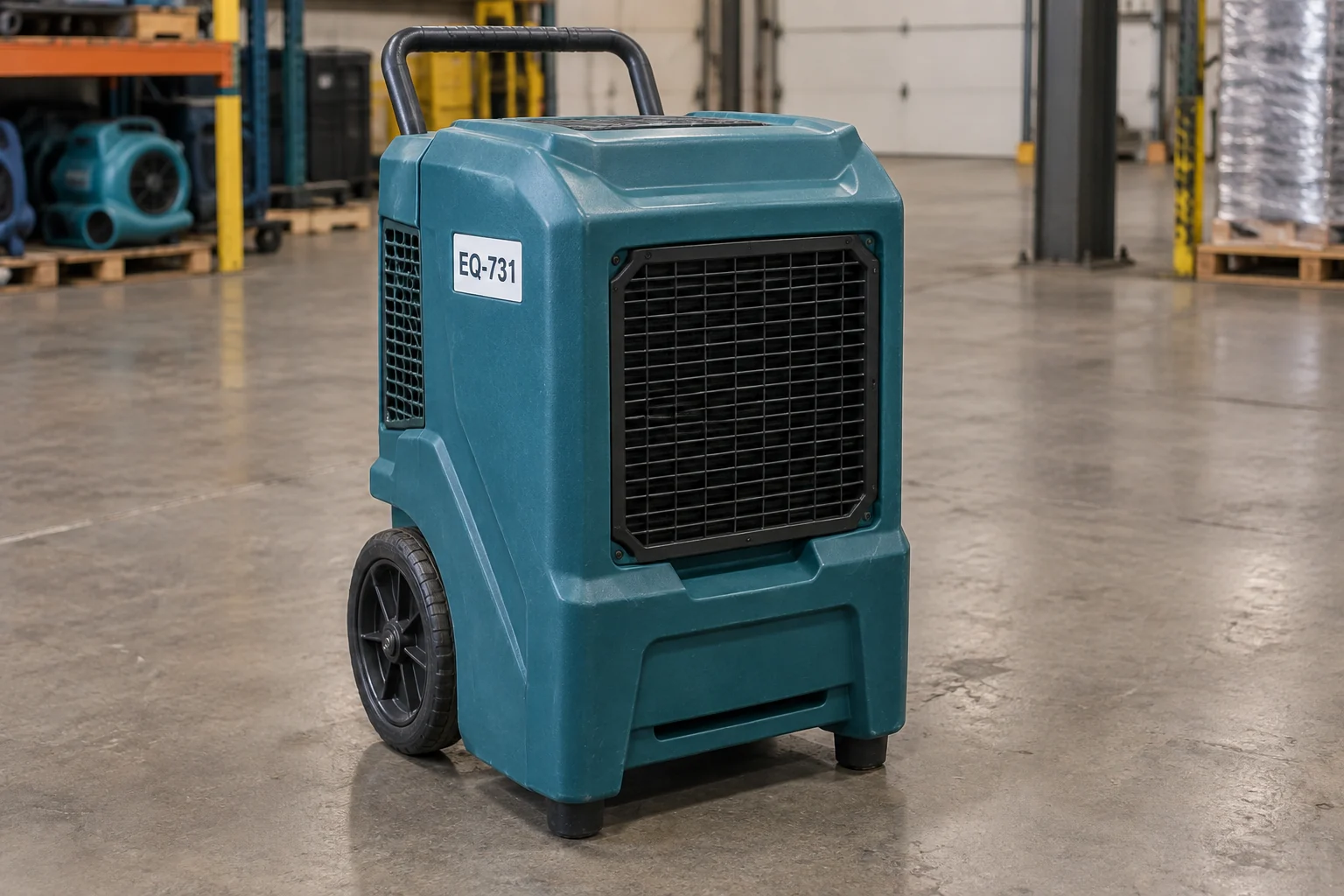 Illustrative front view of rental equipment marked EQ-731